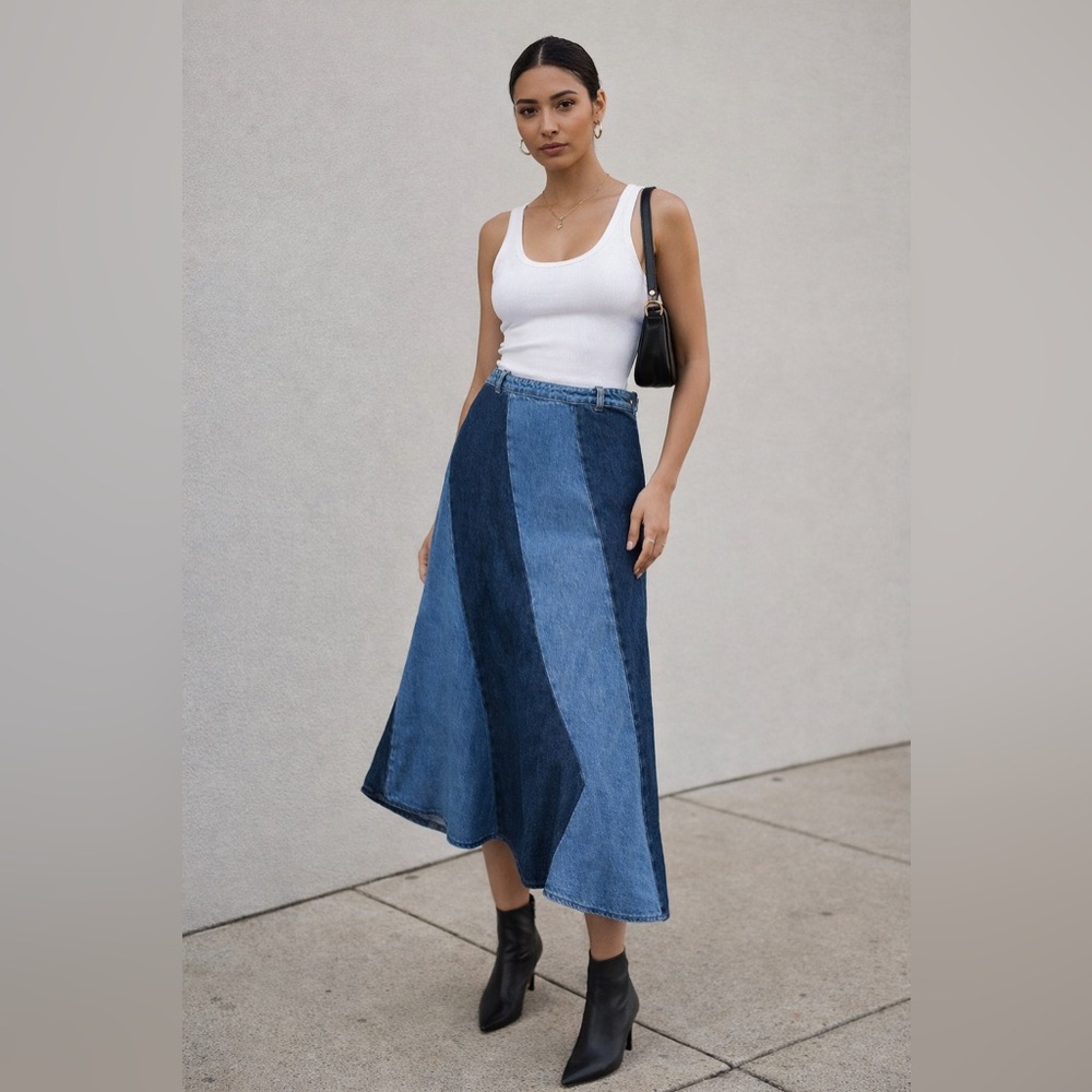 Cider Denim Blue Layered Skirt